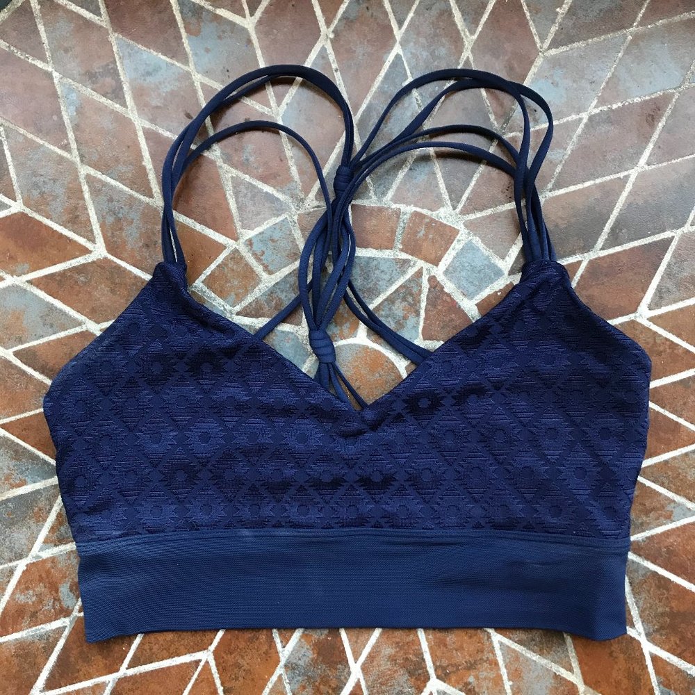 Lorna Jane Navy Diamond Patterned Sports Bra M